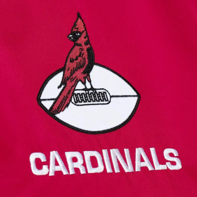 Arizona Cardinals Heavyweight Rib Knitted Red Varsity Satin Jacket - Image 2
