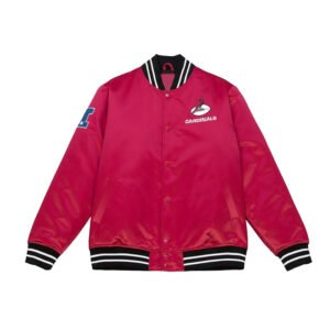 Arizona Cardinals Heavyweight Rib Knitted Red Varsity Satin Jacket