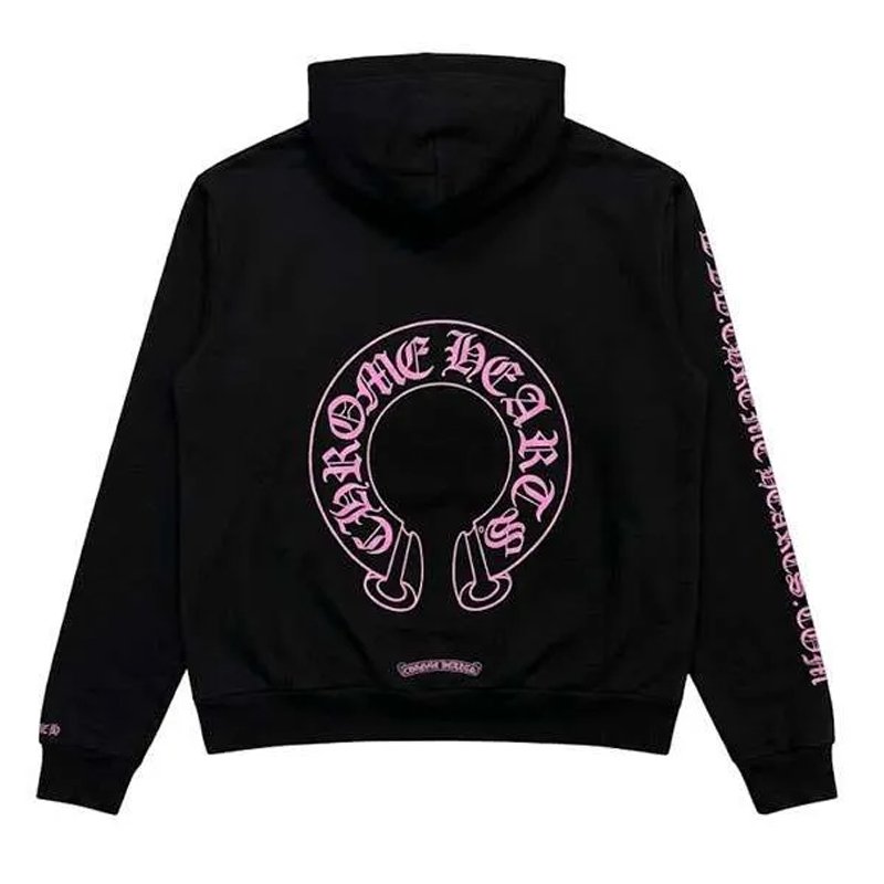 Chrome Hearts Horseshoe Black and Pink Hoodie