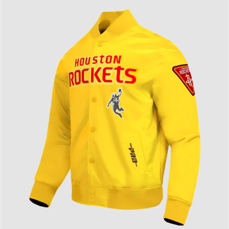 Houston Rockets Classic Yellow Satin Jacket - Image 6