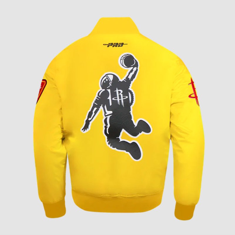 Houston Rockets Classic Yellow Satin Jacket - Image 5