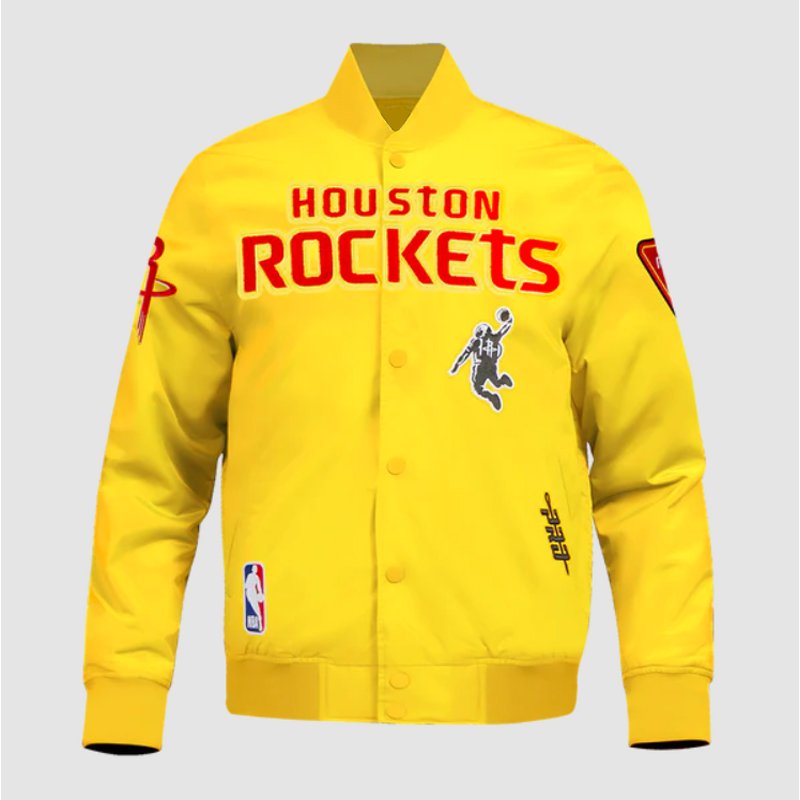 Houston Rockets Classic Yellow Satin Jacket
