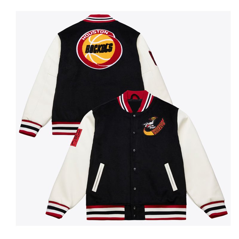 Houston Rockets Off Day Black and White Varsity Jacket - Image 4