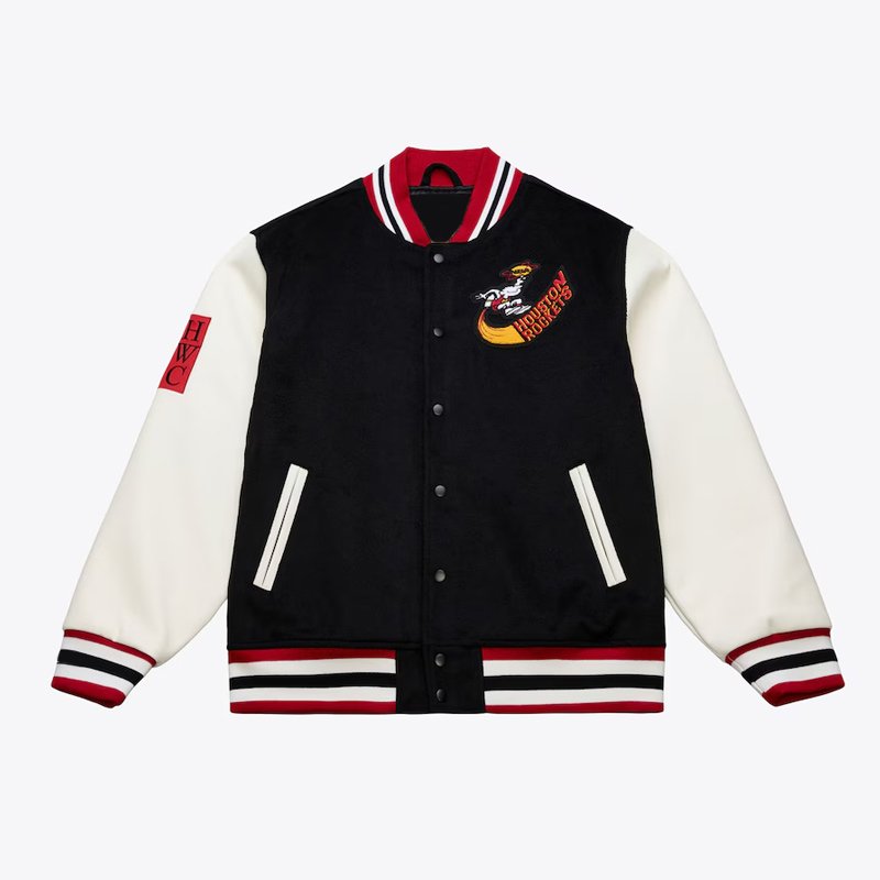 Houston Rockets Off Day Black and White Varsity Jacket