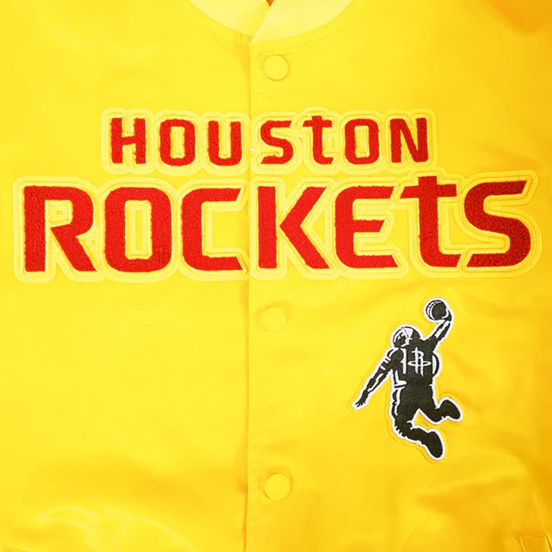 Houston Rockets Classic Yellow Satin Jacket - Image 4