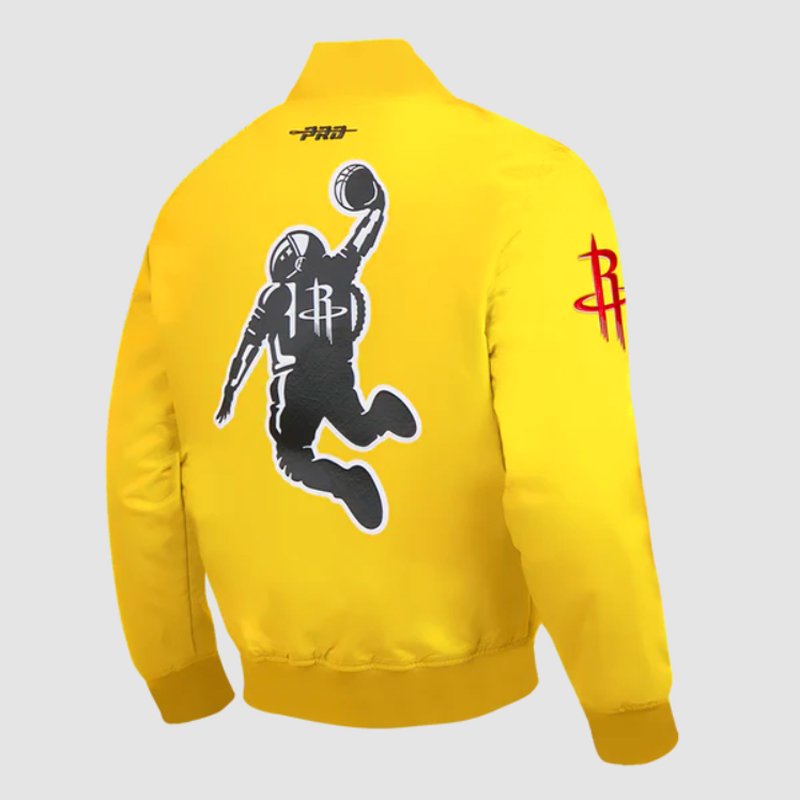 Houston Rockets Classic Yellow Satin Jacket - Image 3