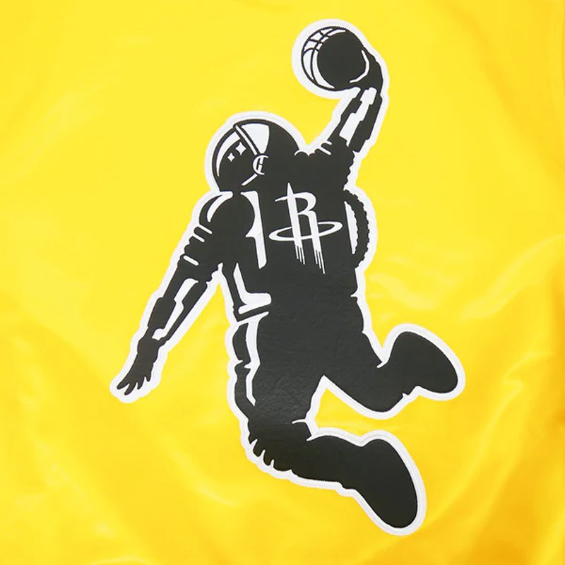 Houston Rockets Classic Yellow Satin Jacket - Image 2